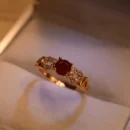 Fancy Design Gold Plated Real Stones Ring For Girls/Women